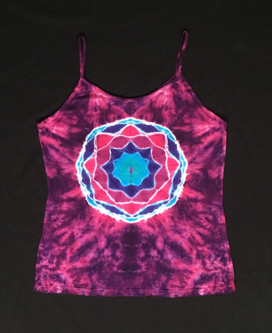 Women's Pink Mandala Tie-dyed Tank, S