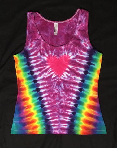 Women's Amethyst Heart Tie-dyed Tank, L