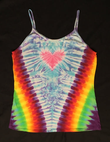 Women's Pastel Heart Tie-dyed Tank, XL