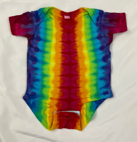 Baby Rainbow Stripe Tie-Dyed Bodysuit, 12M