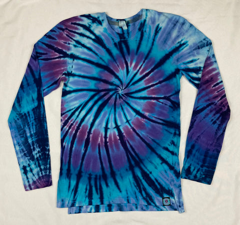 Adult Blue/Purple Spiral Tie-Dyed Longsleeve Tee, S