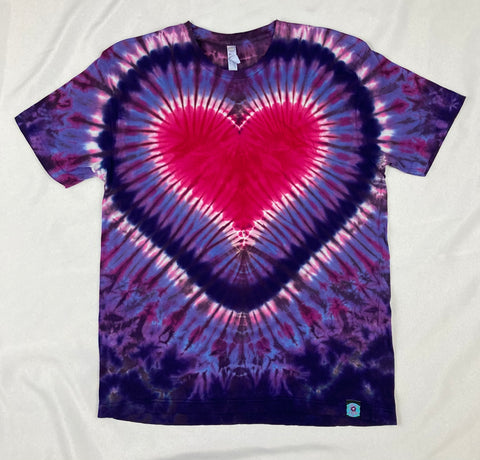 Adult Purple/Pink Heart Tie-Dyed Tee, L