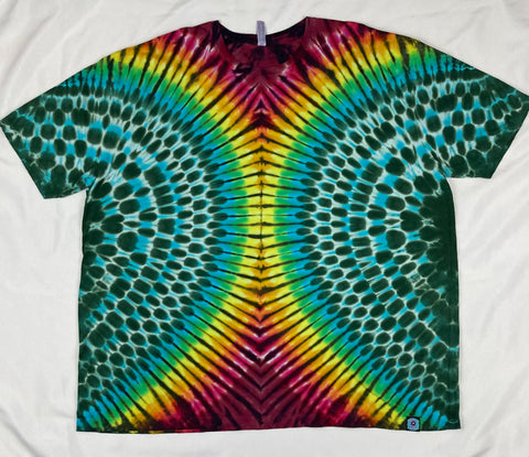 Adult Green/Rainbow Tie-Dyed Tee, 4XL