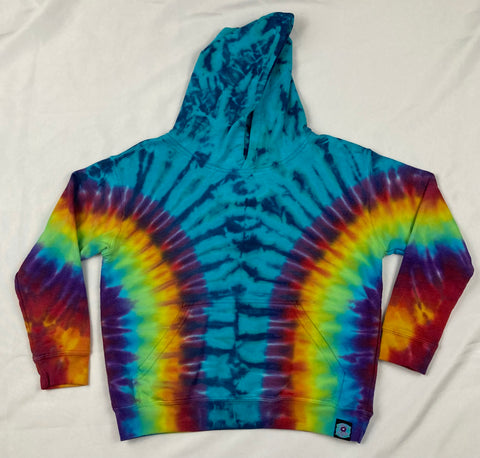 Youth Blue/Rainbow Tie-dyed Hoodie, M (10-12)