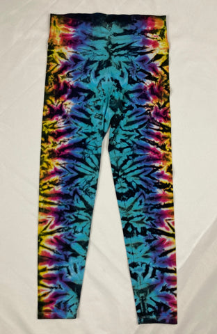 Ladies Rainbow/Black Crush Tie-Dyed Leggings, L