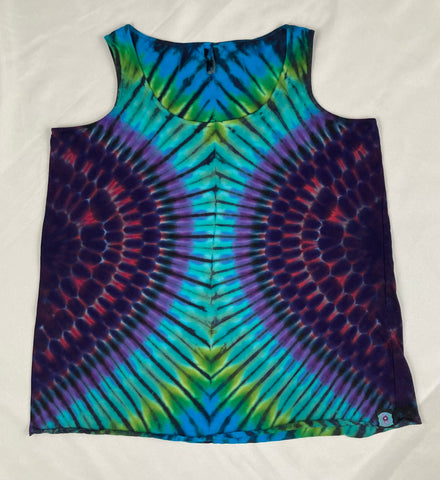 Ladies Multi-Colored Tie-dyed Curvy Tank, 1X & 3X