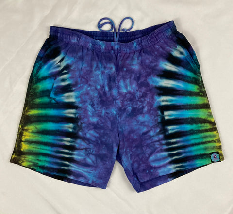 Men’s/Unisex Purple/Black Tie-Dyed Shorts, M (32)