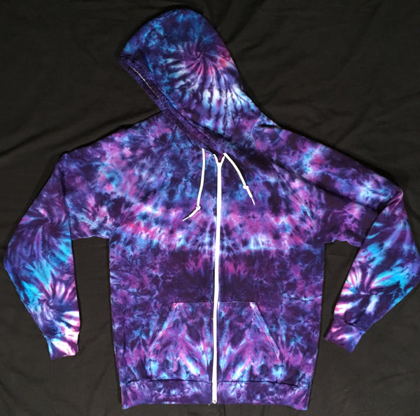 Adult Purple Heart Tie-Dyed Zip-up Hoodie, L