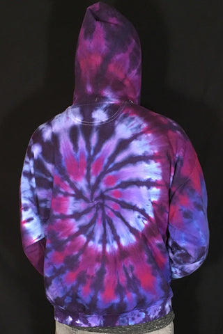 Adult Purple Spiral Tie-Dyed Zip-up Hoodie, 2XL