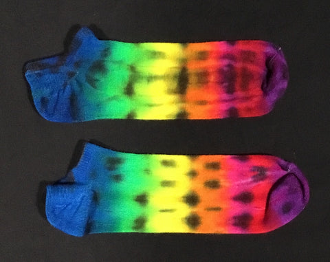 Adult Rainbow Tie-Dyed Bamboo Footie Socks, 11-13