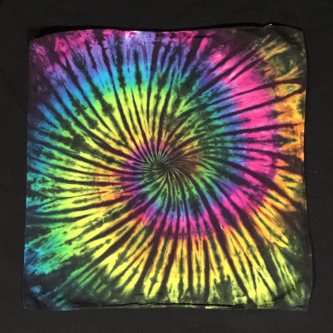 Rainbow/Black Spiral Tie-Dyed Bandana