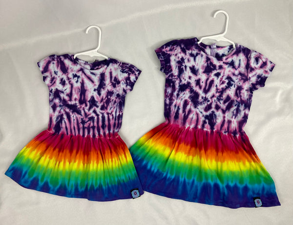 Toddler Pink/Rainbow Tie-Dyed Dress, 2