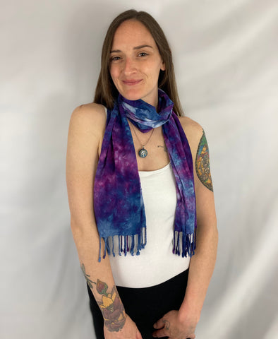 Purple Ice-dyed Rayon Fringe Scarf