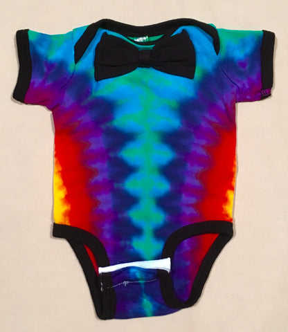 Baby Blue/Rainbow Tie-Dyed Bowtie Bodysuit, Newborn