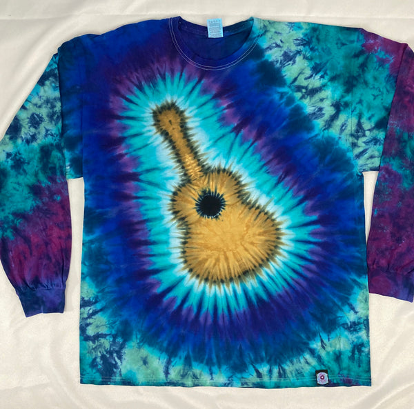 Adult Guitar/Blues Tie-Dyed Longsleeve Tee, 2XL