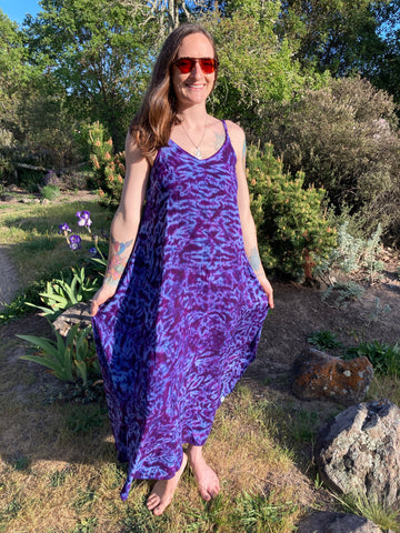 Women's Purple Crush Tie-Dyed Rayon Maxi Dress, S