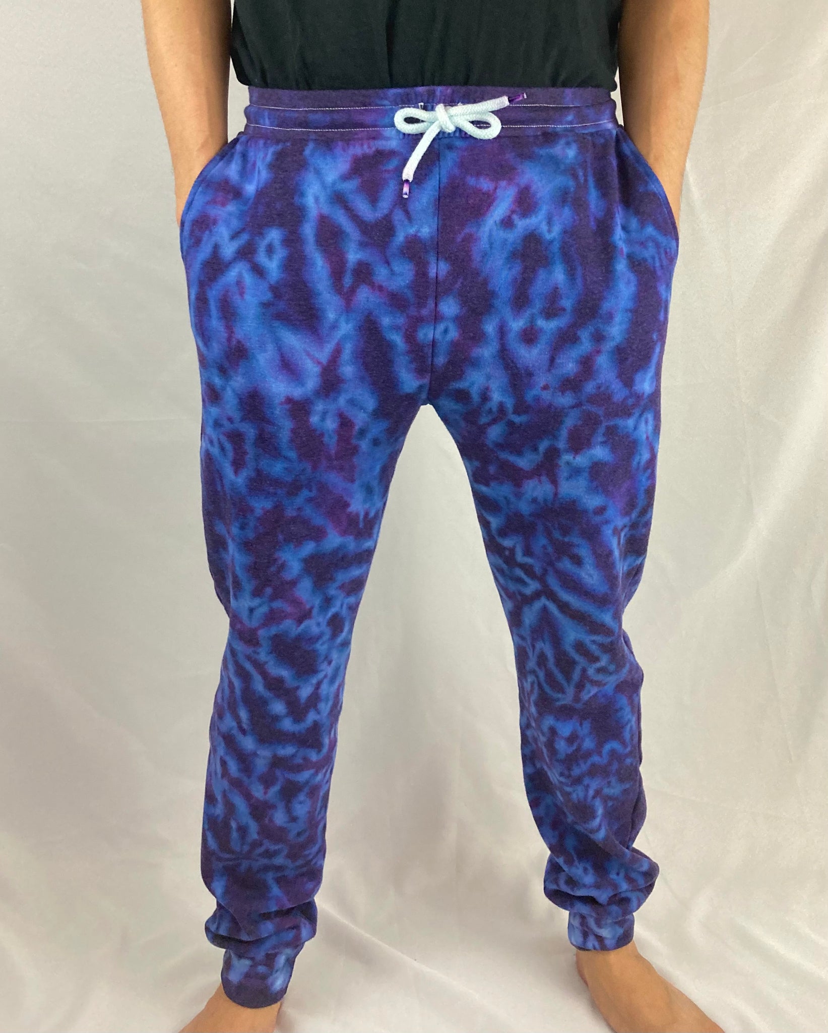 Adult Purple/Blue Tie-Dyed Jogger Sweatpants, XL