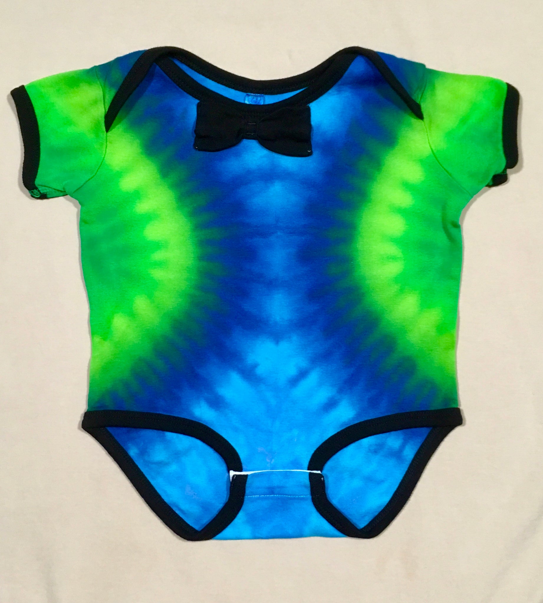 Baby Blue/Green Tie-Dyed Bowtie Bodysuit, 24M