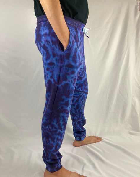 Adult Purple/Blue Tie-Dyed Jogger Sweatpants, XL