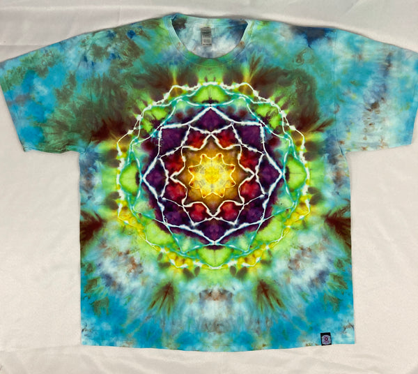 Adult Rainbow Sky Mandala Ice-Dyed Tee, 3XL