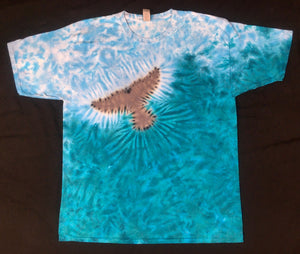 Adult Whale Tail in Blues Tie-Dyed Tee, 2X