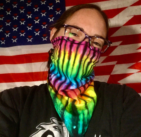 Pastel Rainbow Striped Tie-Dyed Bandana