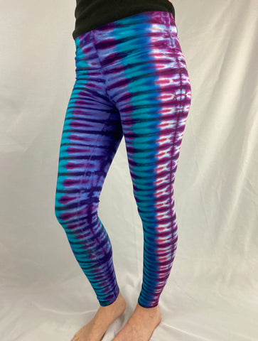 Purple/Blue Tie-Dyed Leggings, S, L, & XL